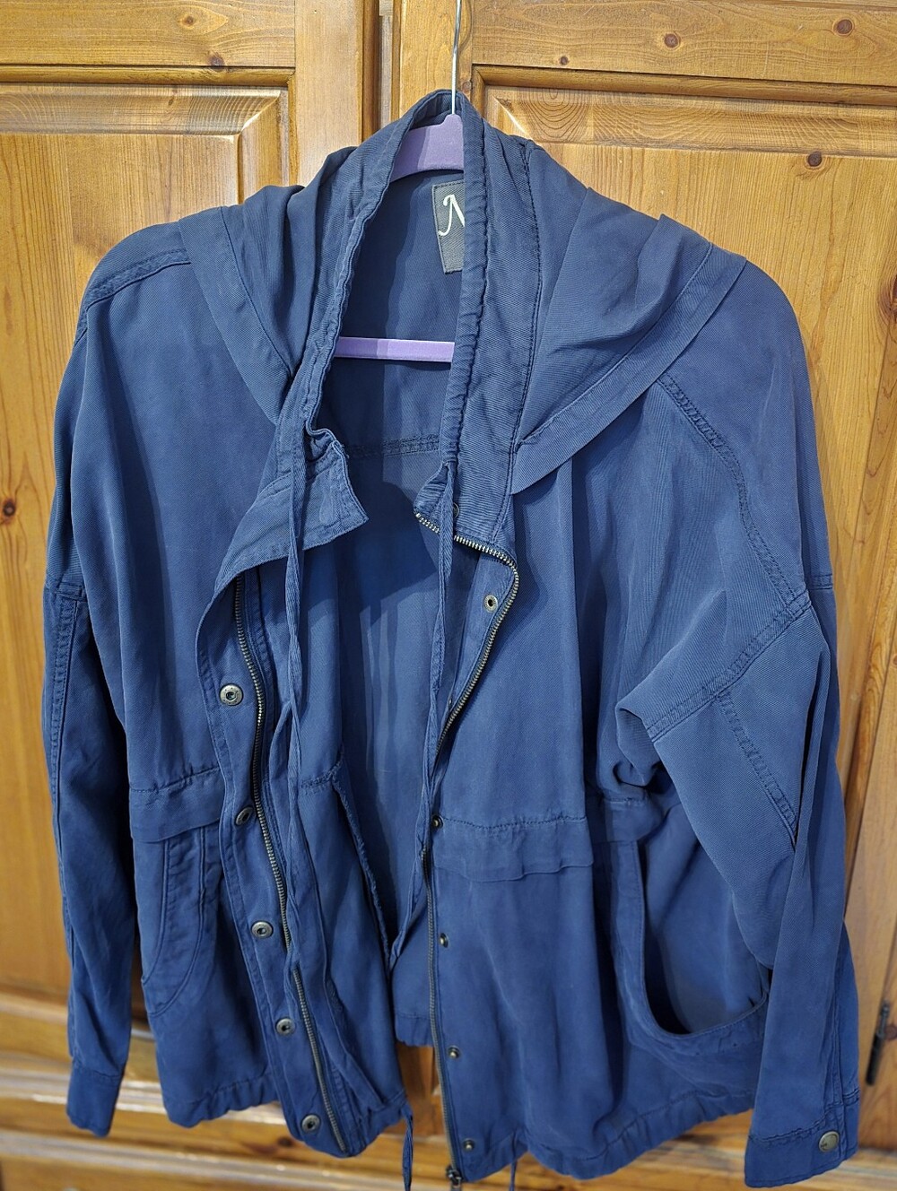 NWT Navy Hooded Utility Jacket